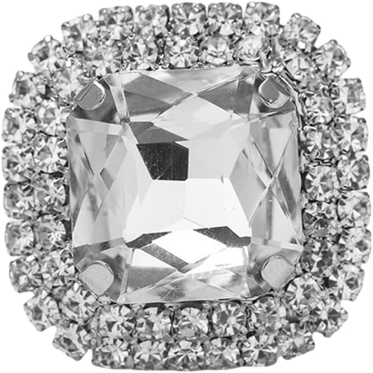 IS4U Sparkling Rhinestone Ring Bohemia Thick Large Oval Geometric Ring Square Princess Rings Fashion Heart Zircon Crystal Ring Prom Wedding Party Ball Rings for Women - Image 4